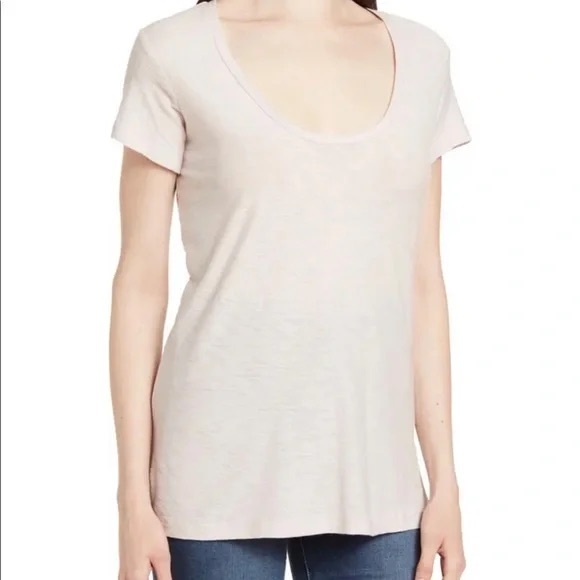 James Perse NWOT Tan Scoop Neck T-shirt Sz 1/S Minimalist Contemporary Chic - Picture 1 of 10